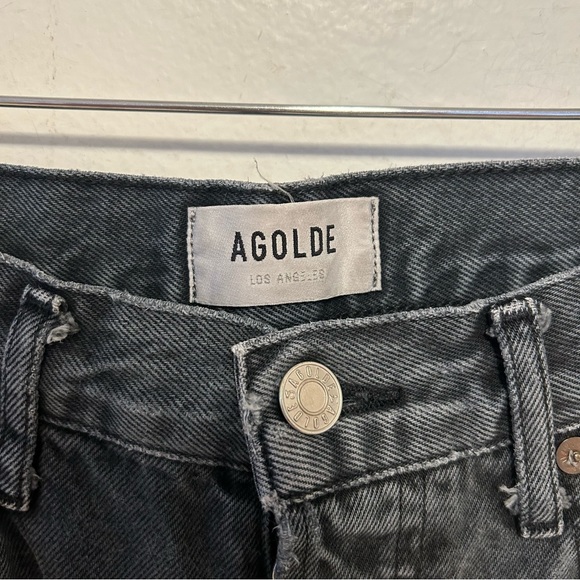 AGOLDE 90s Pinch High Waist Straight Leg Organic Cotton Jeans in Black Tea Sz 26 - Picture 4 of 13